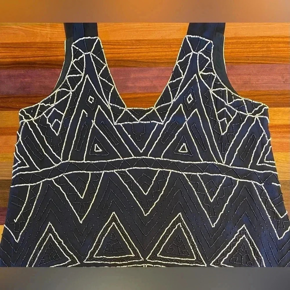 Parker Nadia Navy Beaded Tank Top, size L - Picture 6 of 11